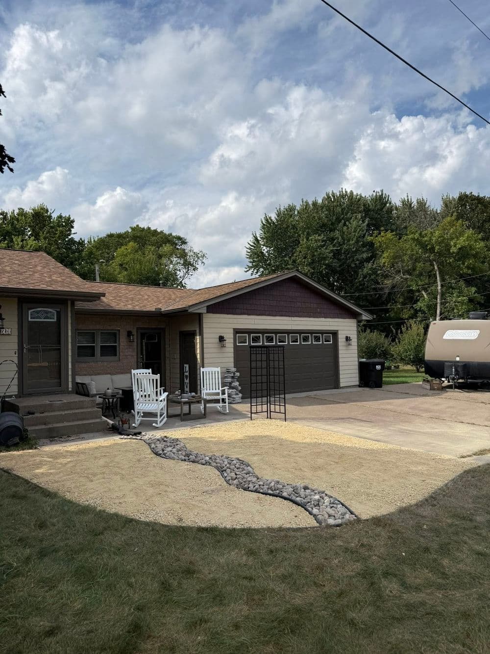 Gravel Patio Extension with Dry Creek Bed in Andover