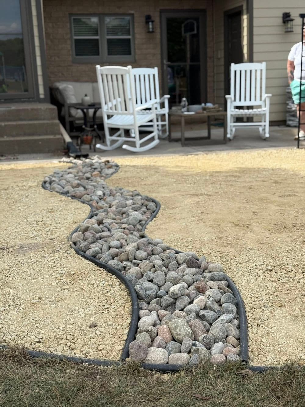 Gravel Patio Extension with Dry Creek Bed in Andover
